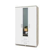 Шкаф Ева Е-34 3-х дверный с зеркалом с ящиками (Серый дуб/Белый)