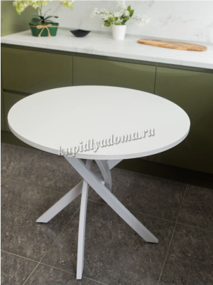Стол обеденный пластик Арчи-3 0.8 (Белый матовый 016/опоры белые)